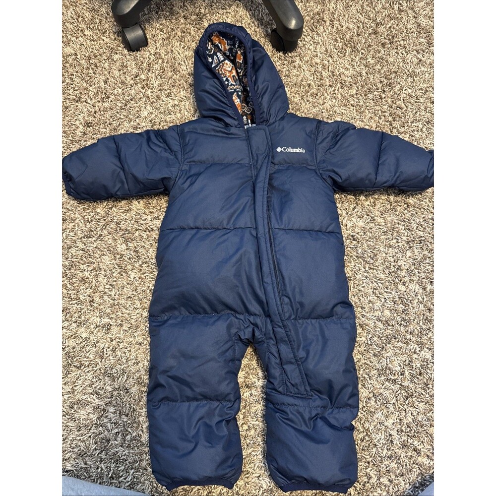 Columbia Hoodie Winter Down Snowsuit Baby Toddler 6-12 Months Zip Fleece Lined